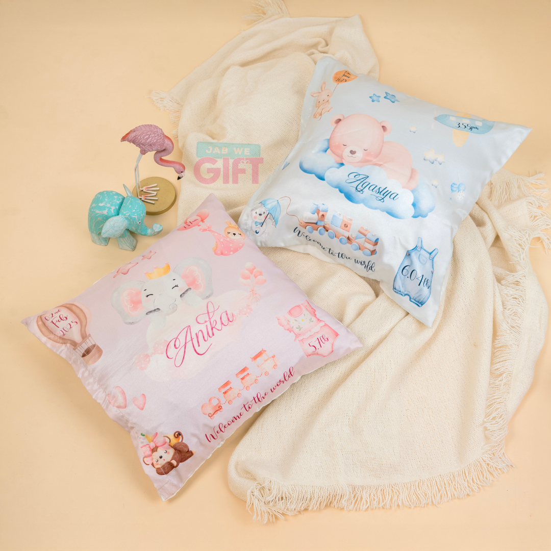 Personalised Birth Detail Cushion - Baby Boy/Girl