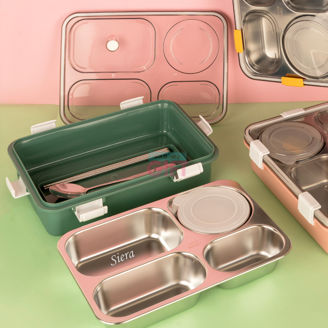 Personalised 3 Section Leak-proof Steel Lunch Box [Kids Special]