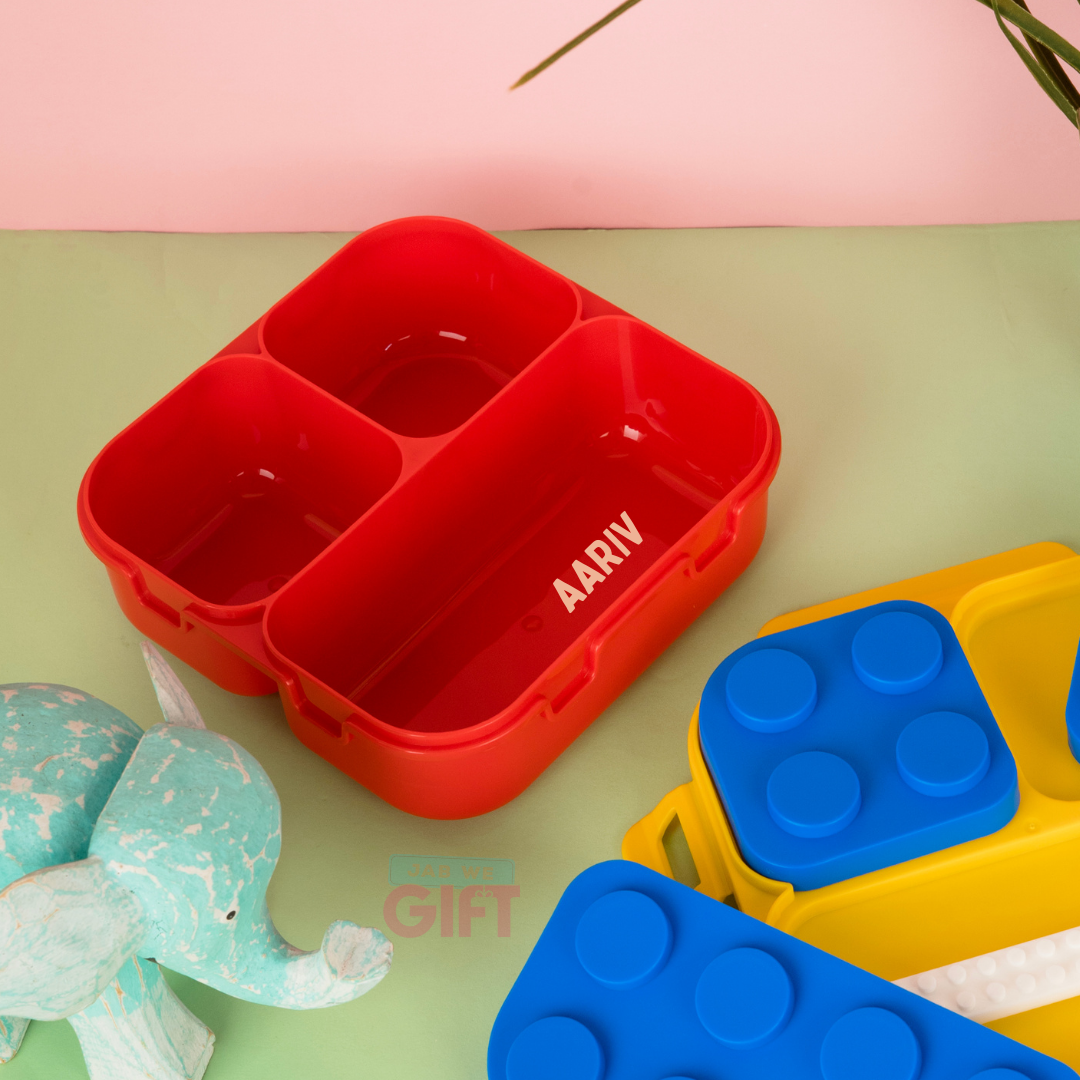 Personalised Premium Lego Themed 3 Section Lunch Box (BPA free) [Kids Special]