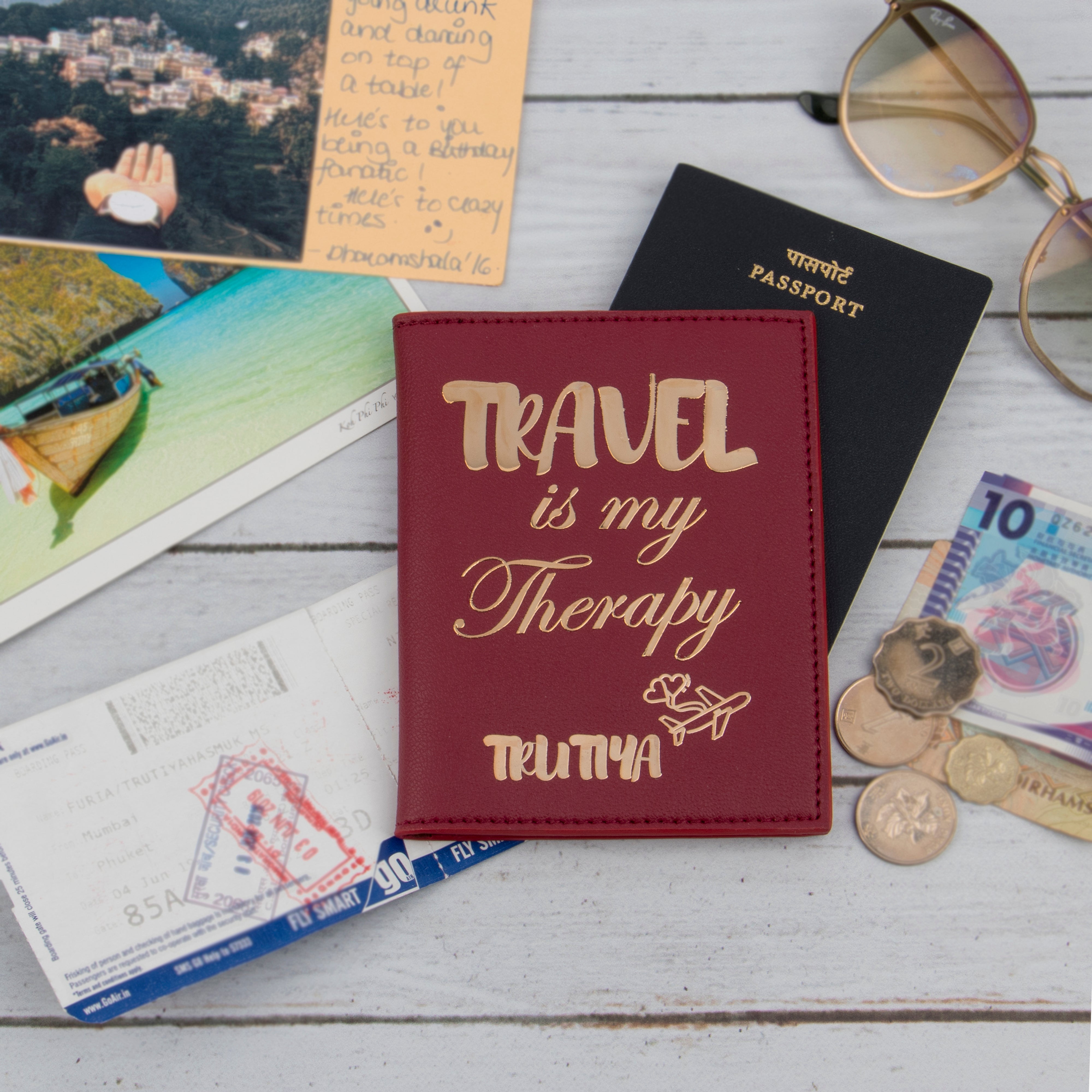 Personalised Passport Cover - Travel Is Therapy