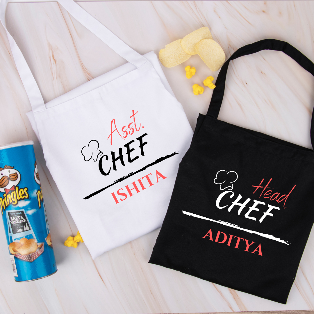 Personalised Couple Aprons - Head/Asst