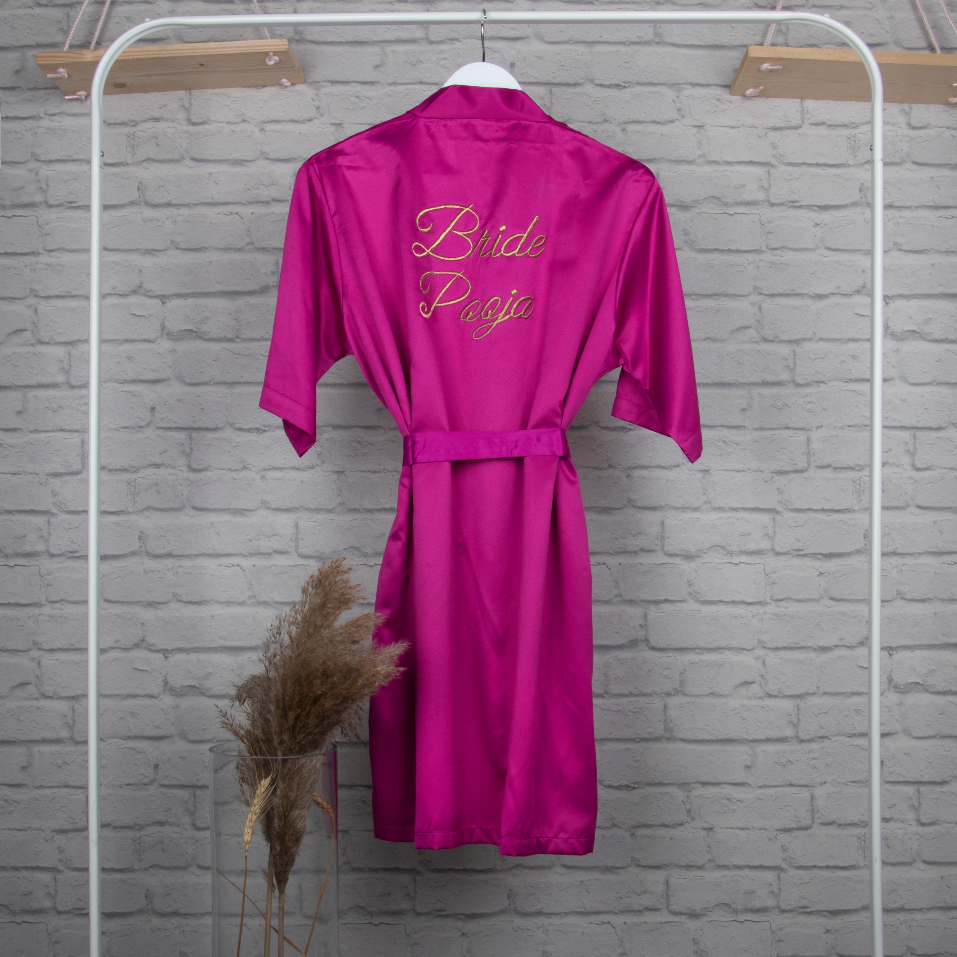 Personalised Satin Robe - Hot Pink